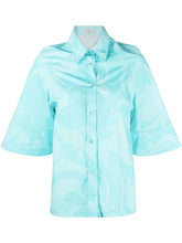 Etro Swirl-Print Cotton and Silk Shirt Clear Blue