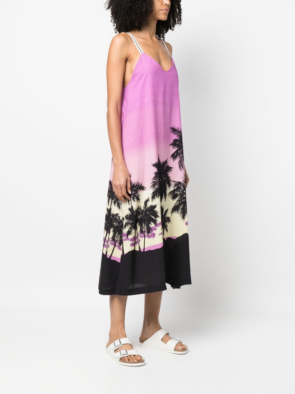Palm Angels Sunset-Print Midi Dress in Purple