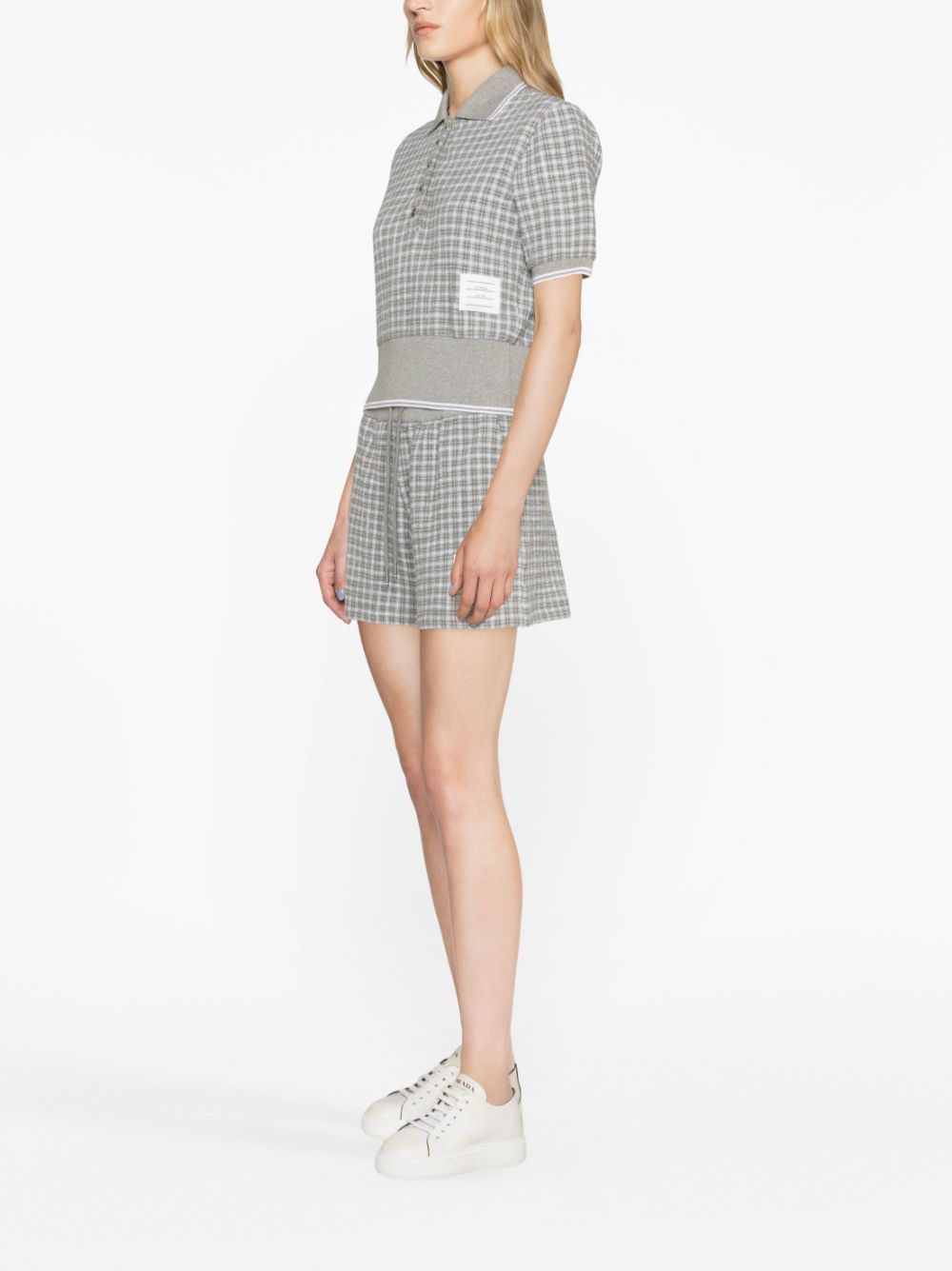 Thom Browne Checked Tweed Track Shorts Grey