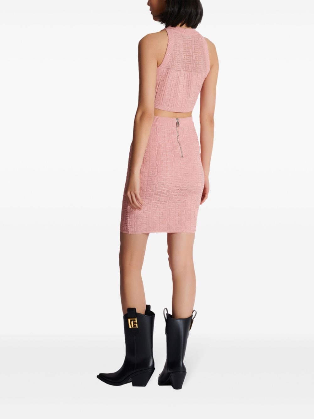 Balmain Monogram Sleeveless Knit Top Pink Pink