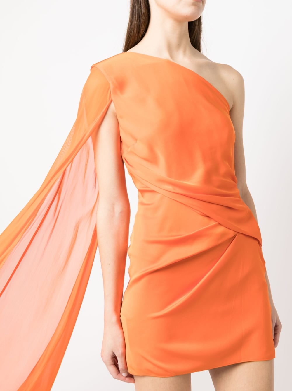 Roland Mouret Asymmetric One-Shoulder Silk Dress Orange