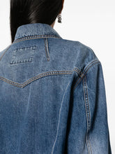 Alexander Mcqueen Cropped Indigo Denim Jacket with Classic Collar Denim