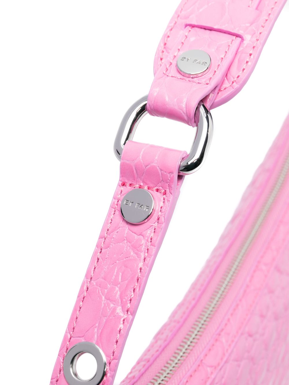 By Far Gib Embossed Crocodile-Effect Shoulder Bag Pink
