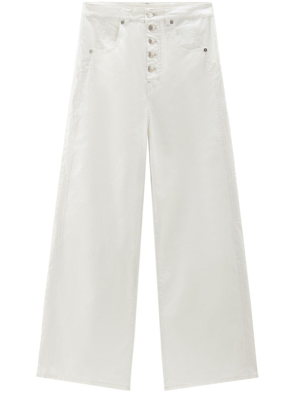 Woolrich High-Waisted Stretch-Cotton Wide-Leg Jeans White