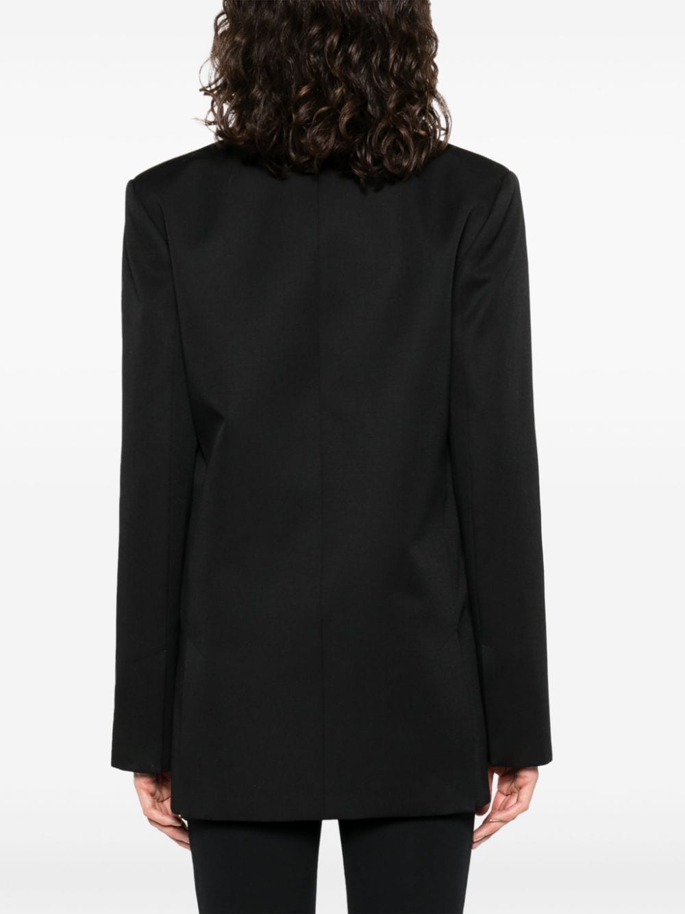Off White Virgin Wool Embroidered Cuff Blazer Black