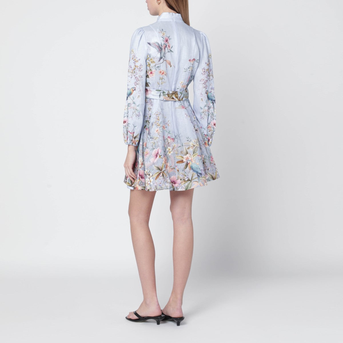 Zimmermann Rebellion Aviary Linen Mini Dress Light Blue