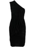 Rick Owens Draped One-Shoulder Knee-Length Dress Black