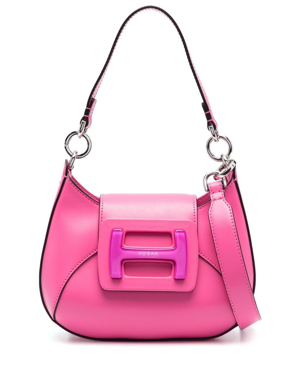 Hogan H-Hobo Calf Leather Shoulder Bag Pink