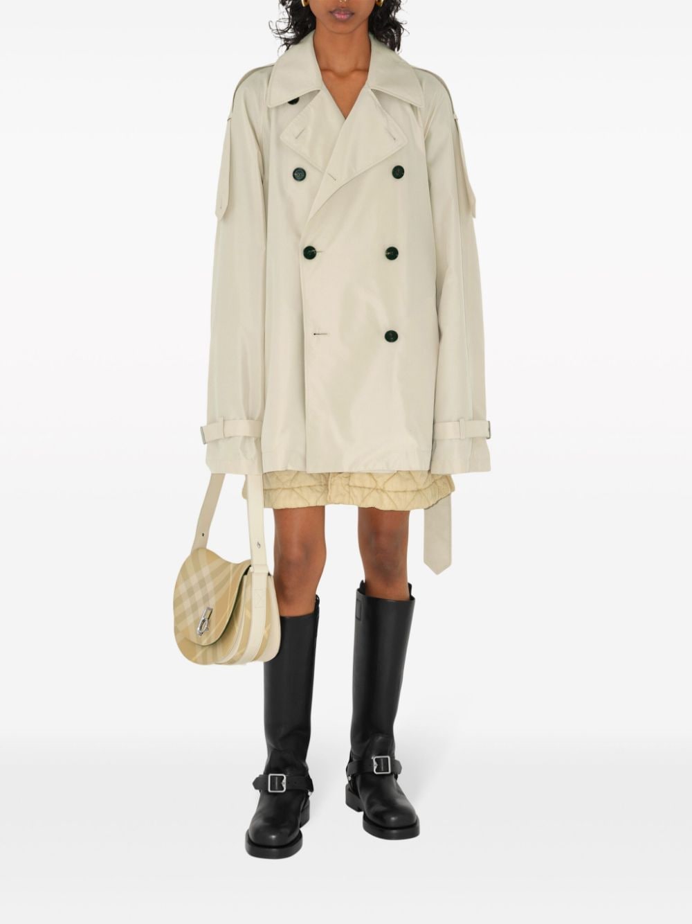 Burberry Short Silk Trench Coat in White