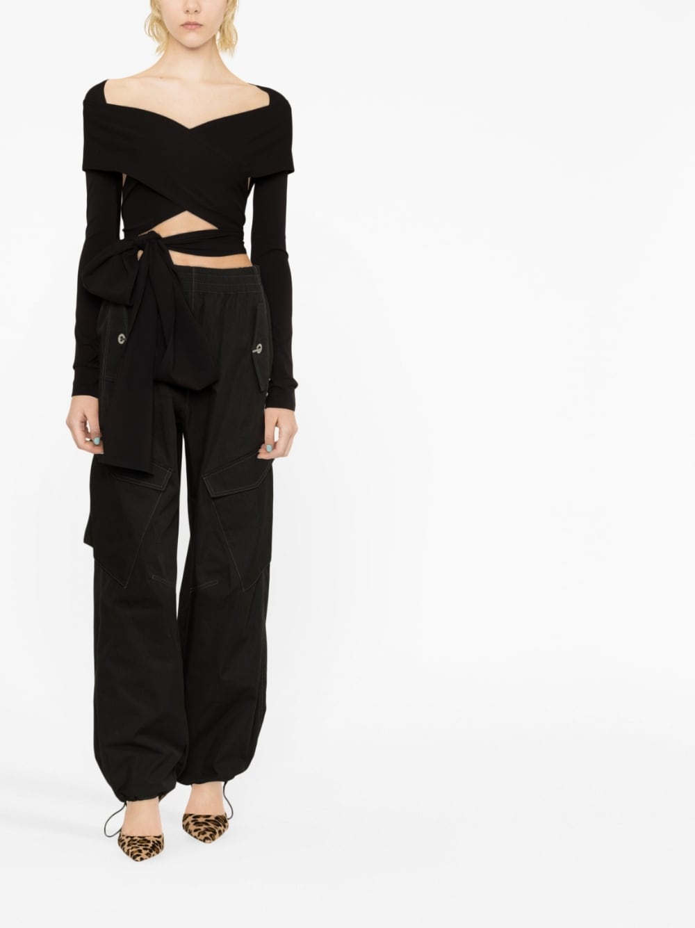 Dolce & Gabbana Cut-Out Wrap Top Black