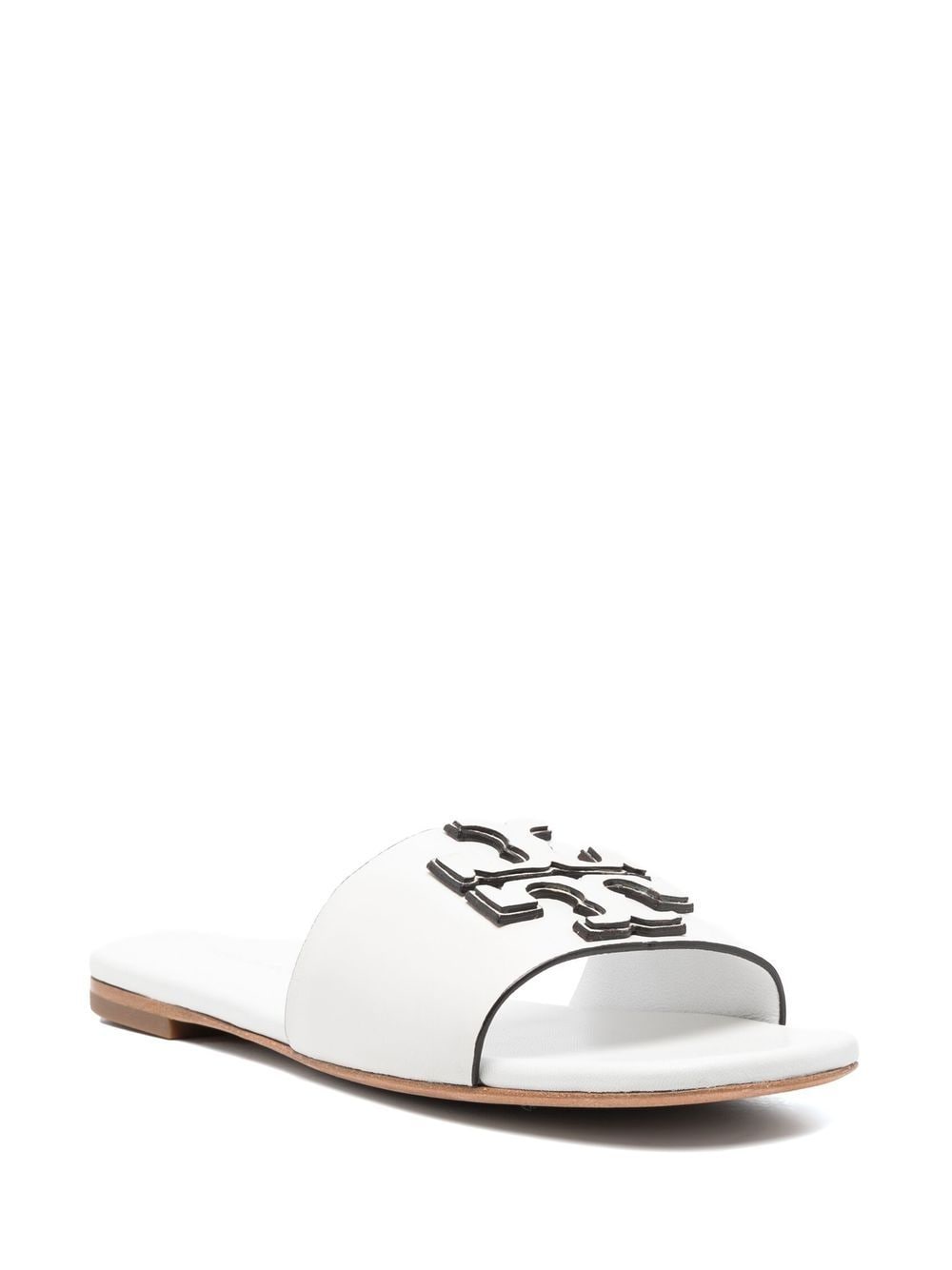 Tory Burch Logo-Embossed Calf Leather Slides White