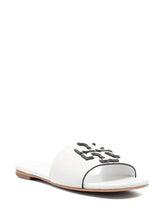 Tory Burch Logo-Embossed Calf Leather Slides White