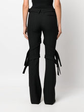 Ambush Flared Strap-Detail Virgin Wool Trousers Black