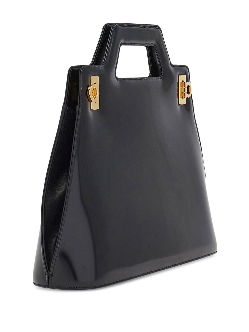 Ferragamo Wanda Leather Hand Bag Black