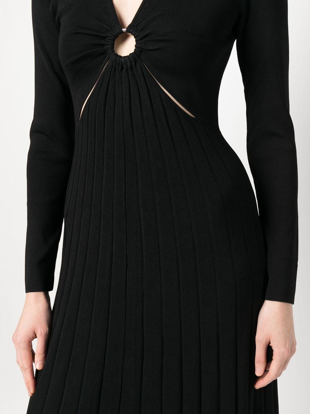 MMK Maxi Pleated Dress With Ring And Cut-out Detail Black