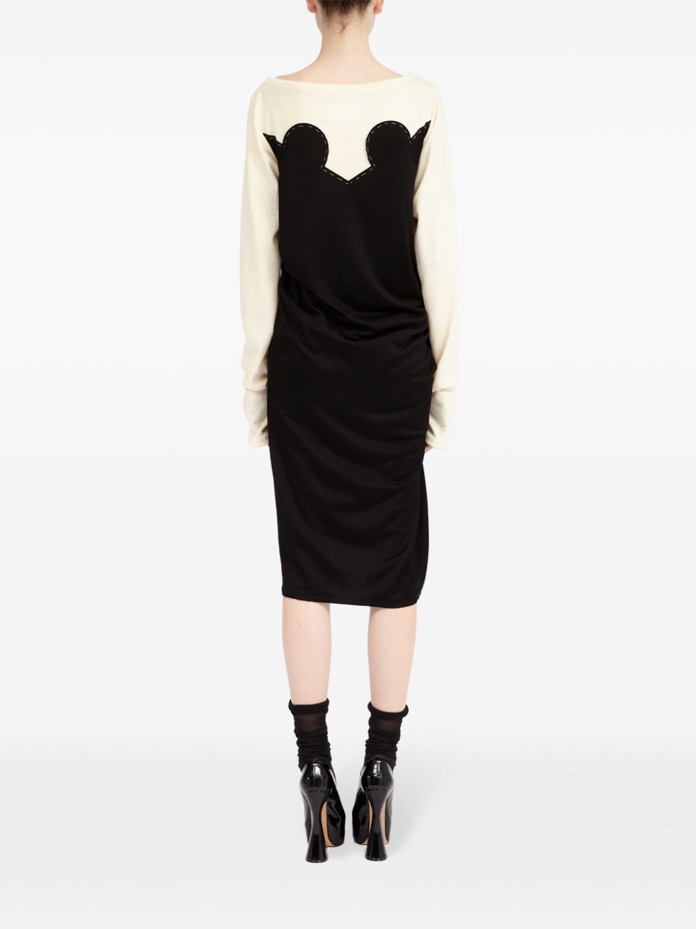 Maison Margiela Ruched Panelled Mid-Length Jersey Dress White White