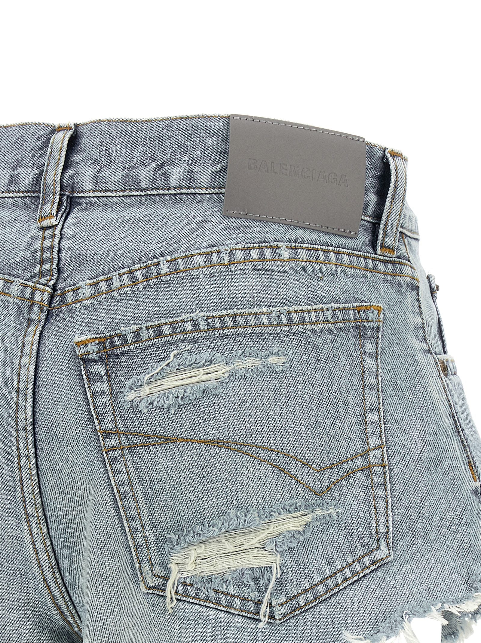 Balenciaga Denim Shorts Light Blue