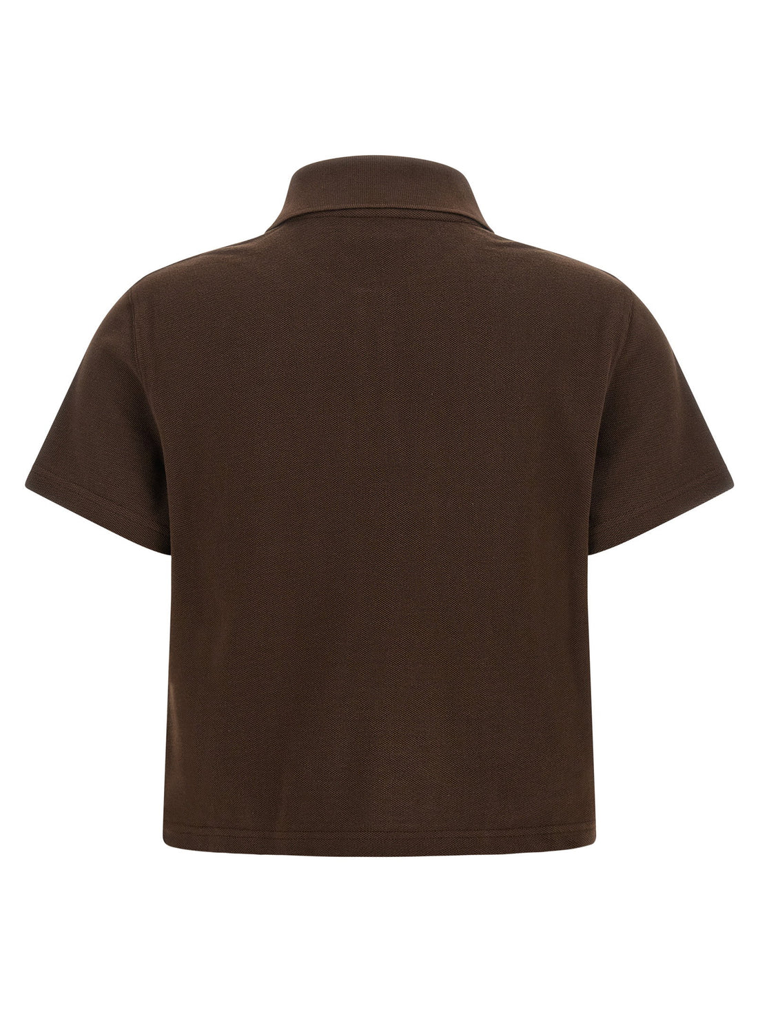 Saint Laurent Cassandre Crop Polo Shirt Brown