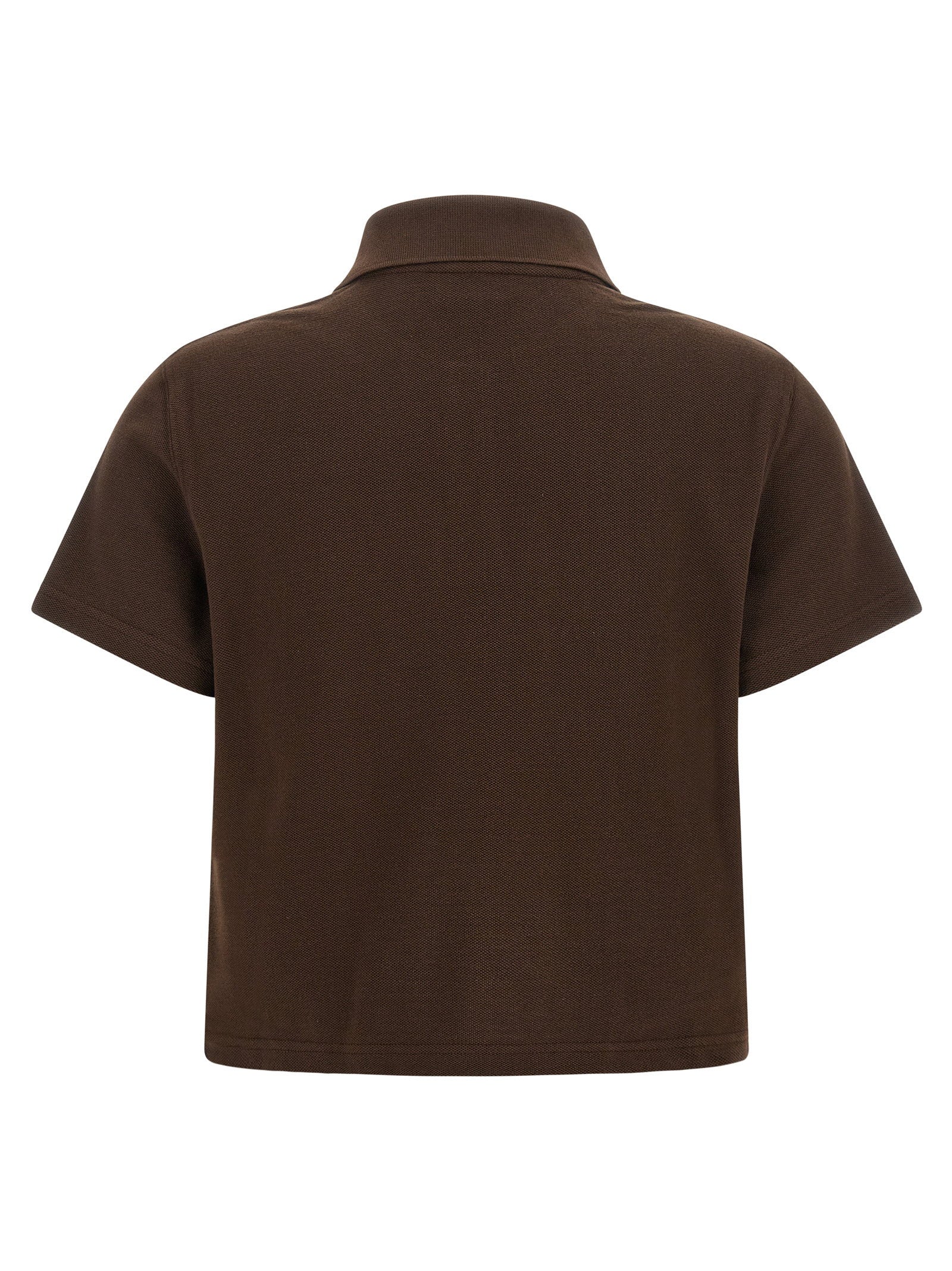 Saint Laurent Cassandre Crop Polo Shirt Brown