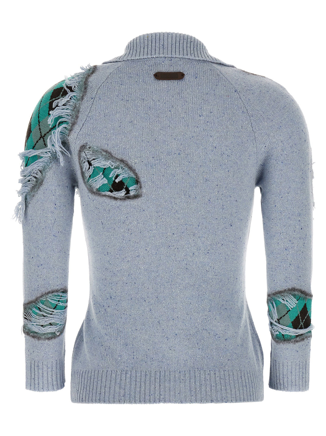 Moschino Distressed Argyle Cardigan Light blue