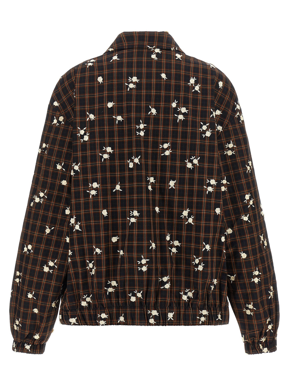 Ganni Check Flower Bomber Jacket Brown