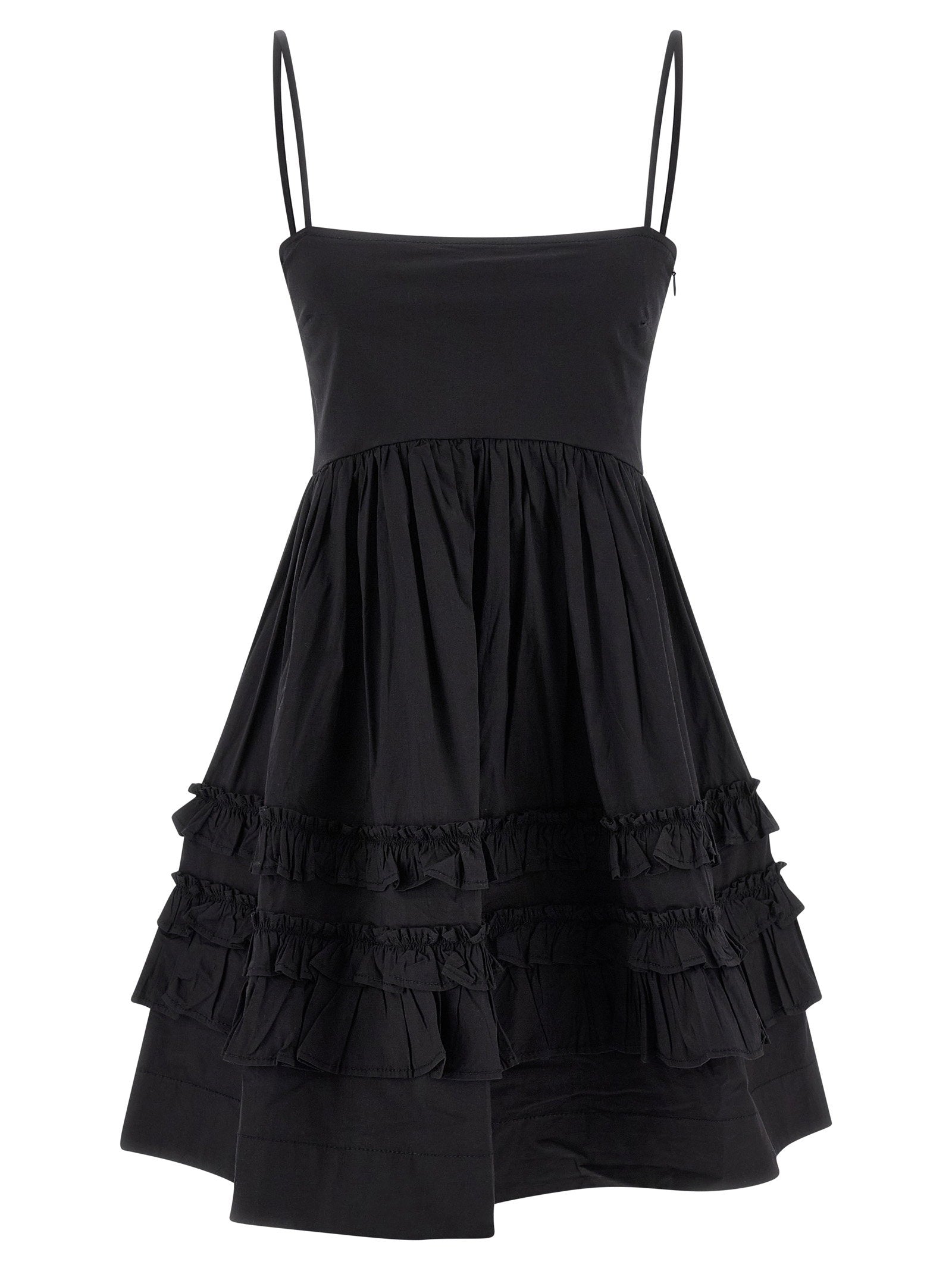 Ganni Black Mini Frill Dress Black