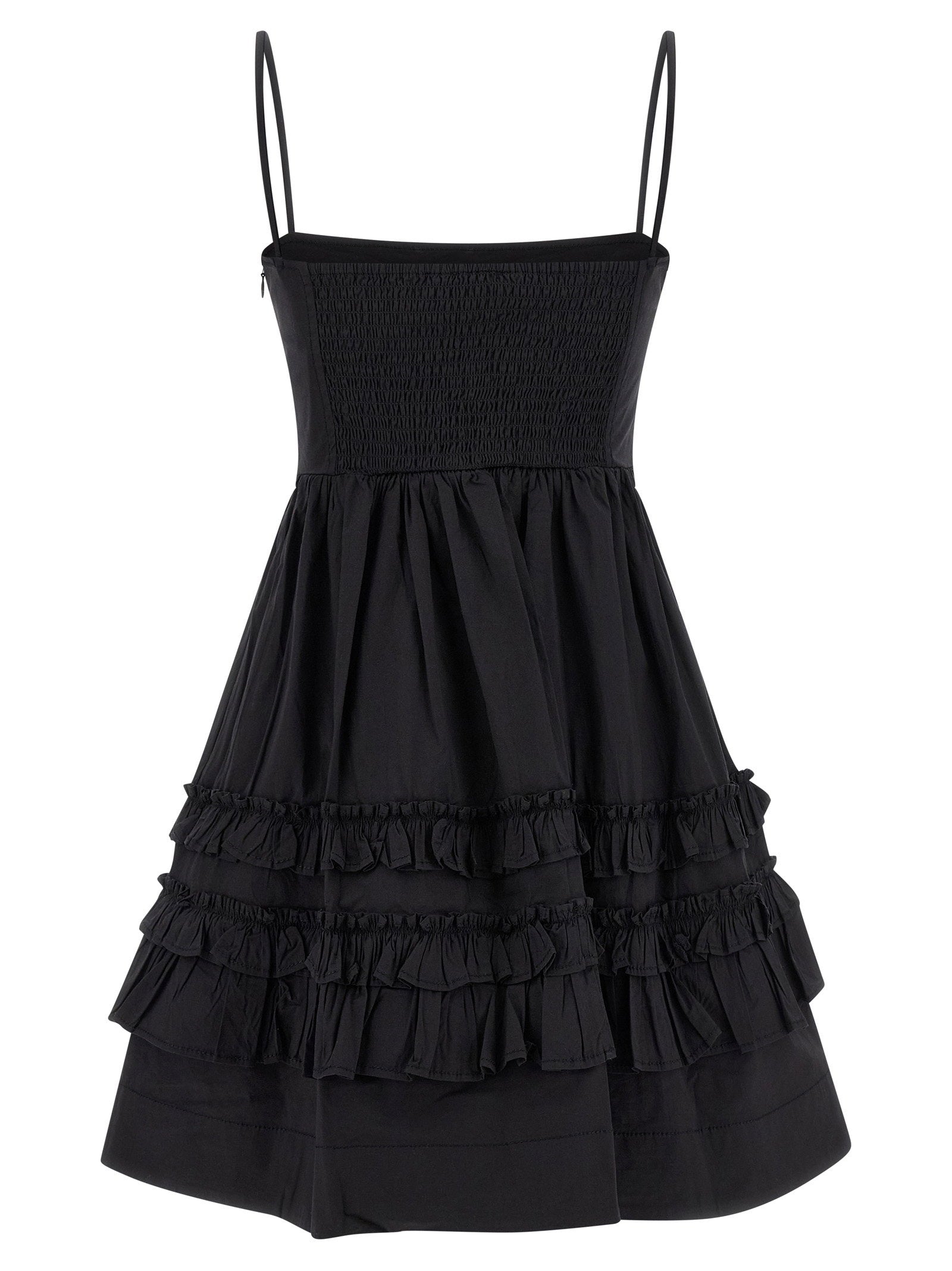 Ganni Black Mini Frill Dress Black