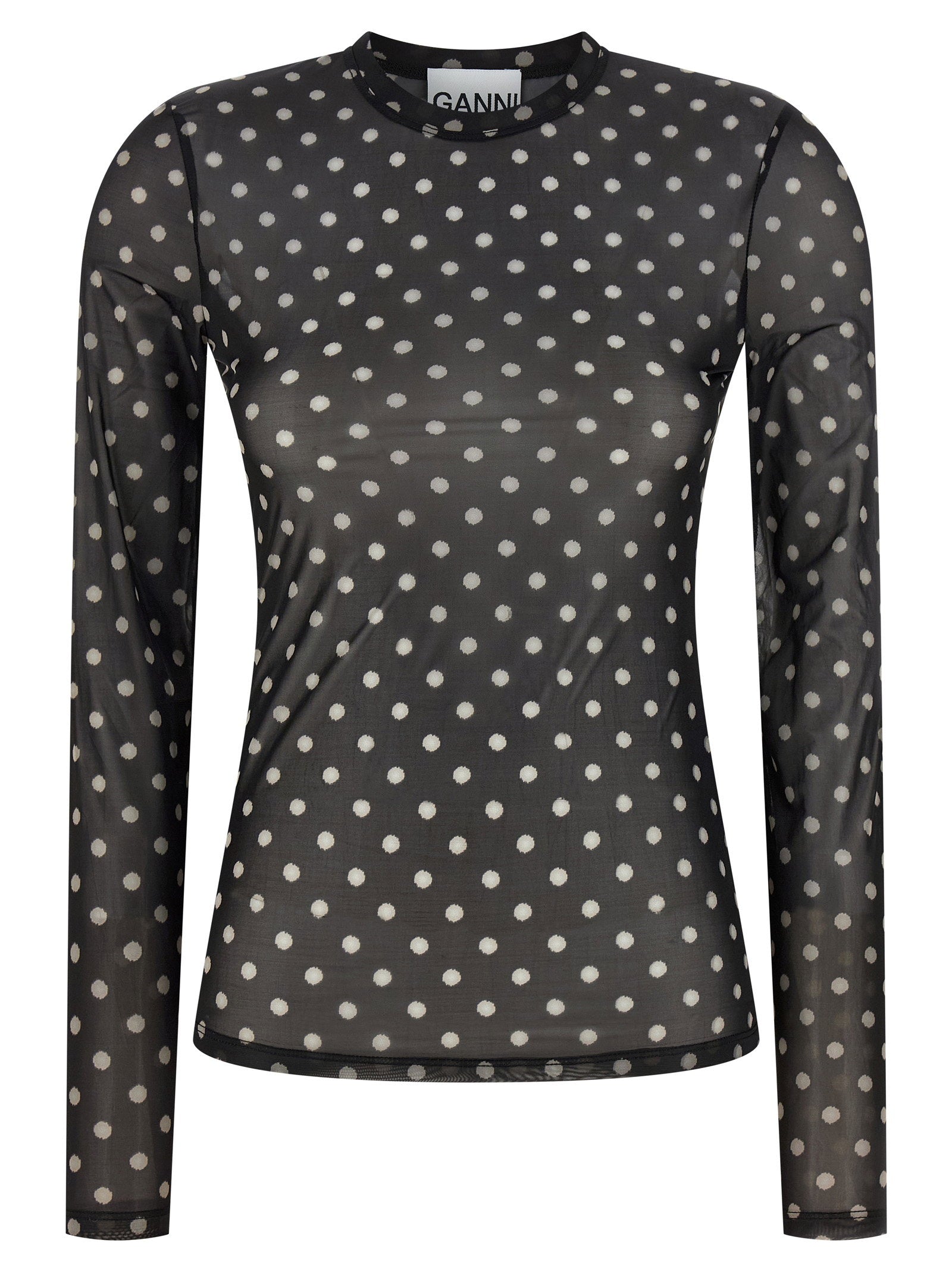 Ganni Printed Sheer Sweater Black