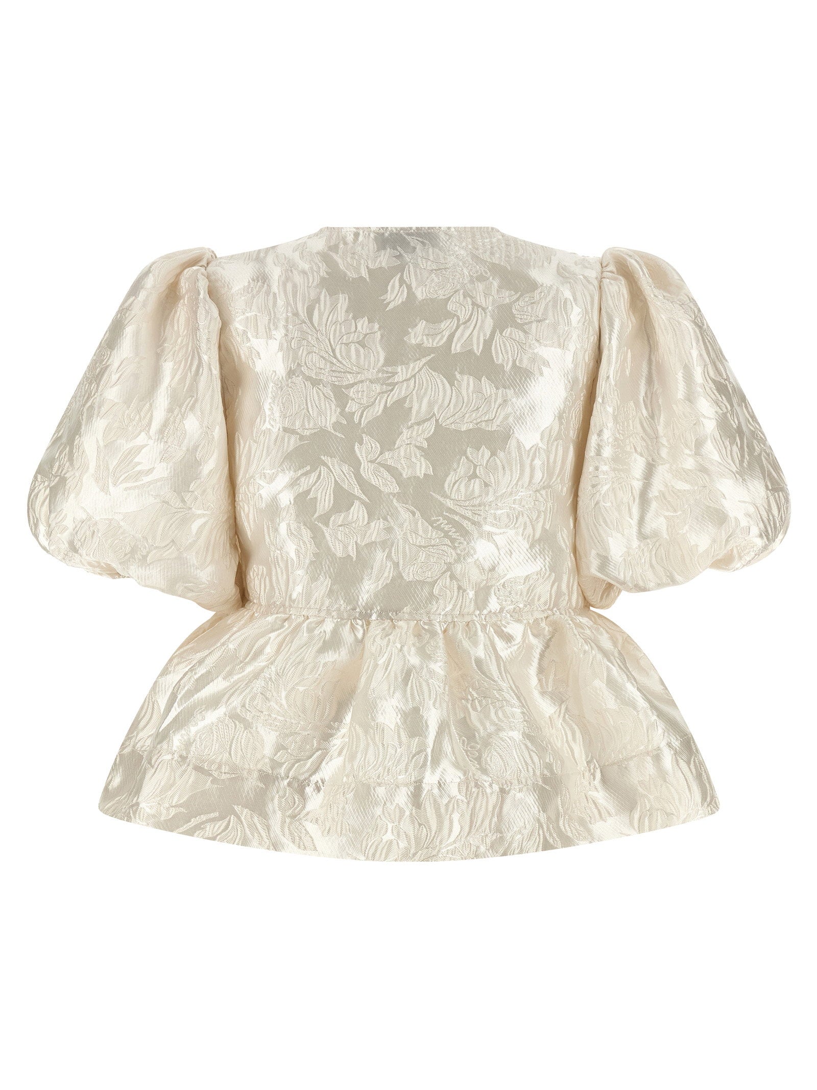 Ganni Satin Peplum Blouse White