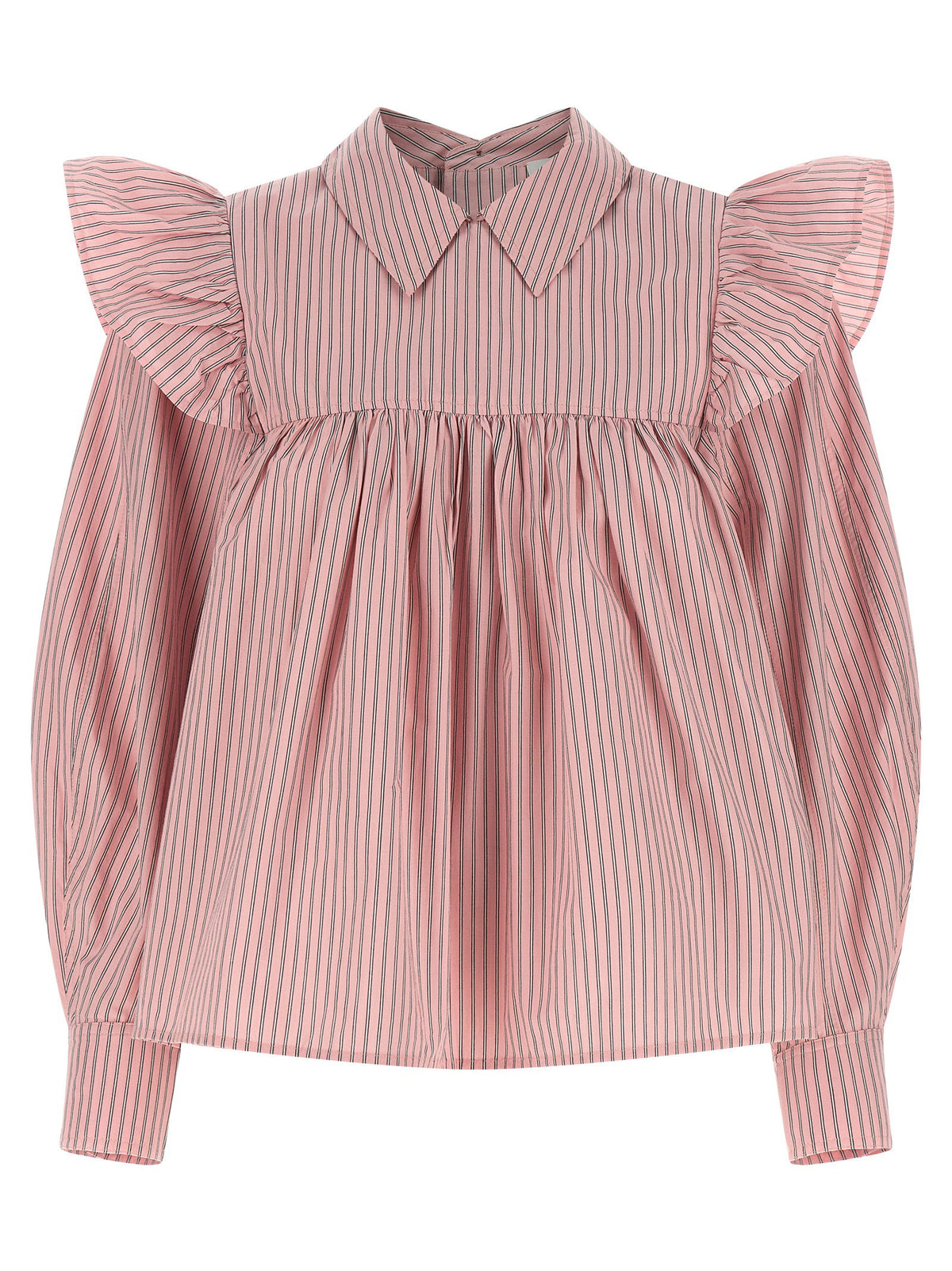 Ganni Striped Blouse Pink