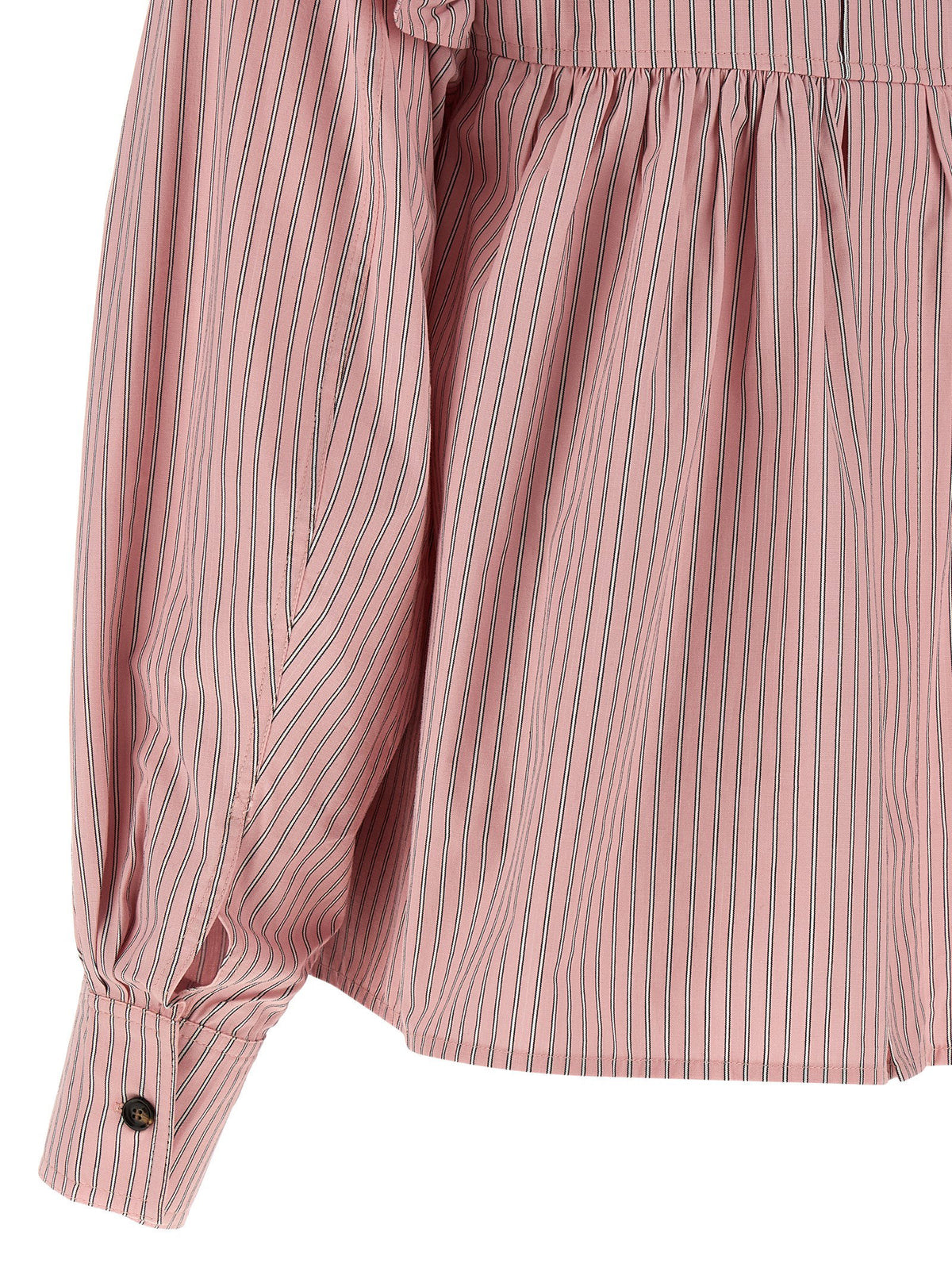 Ganni Striped Blouse Pink