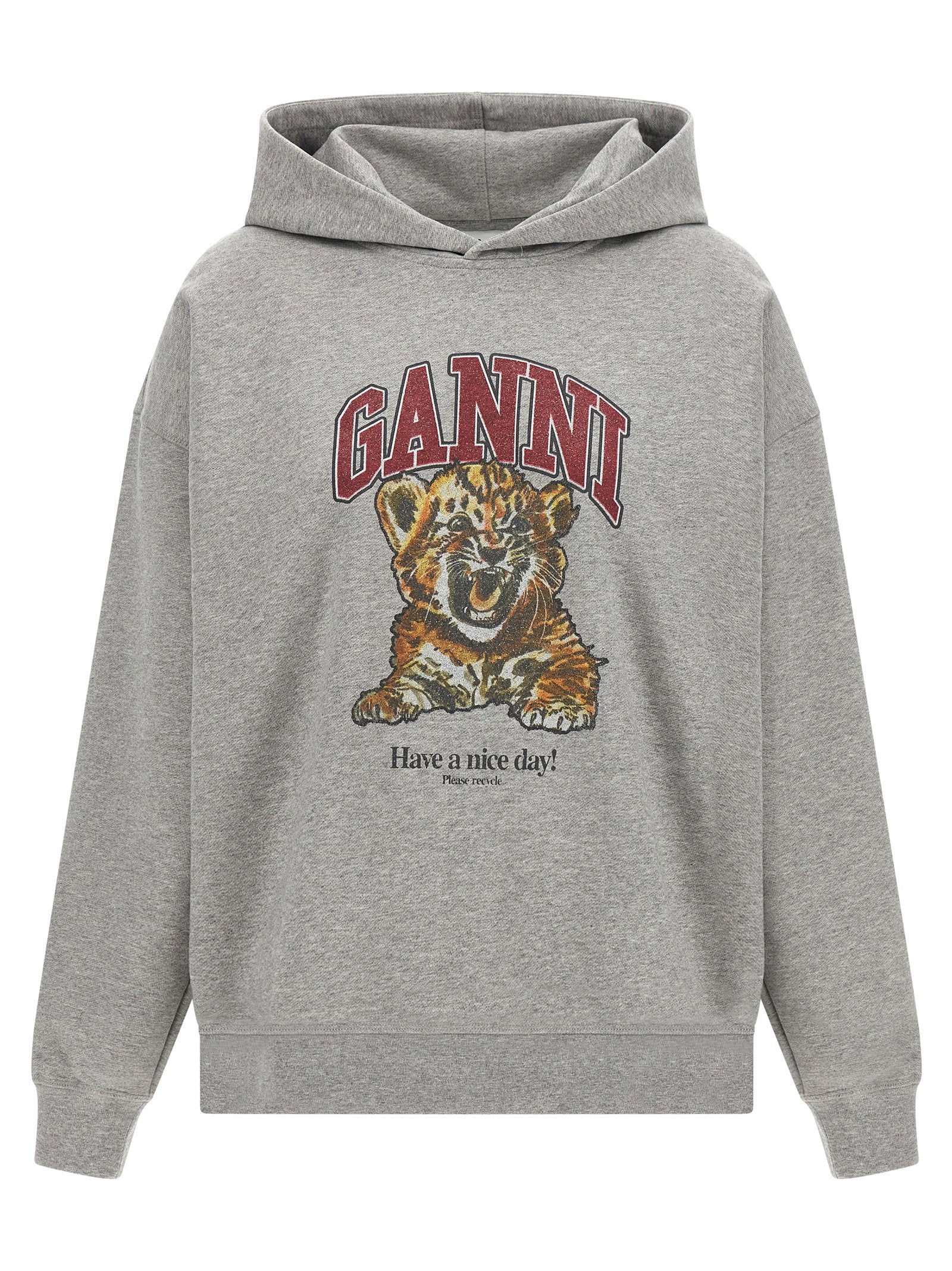 Ganni Grey Tiger Hoodie Gray