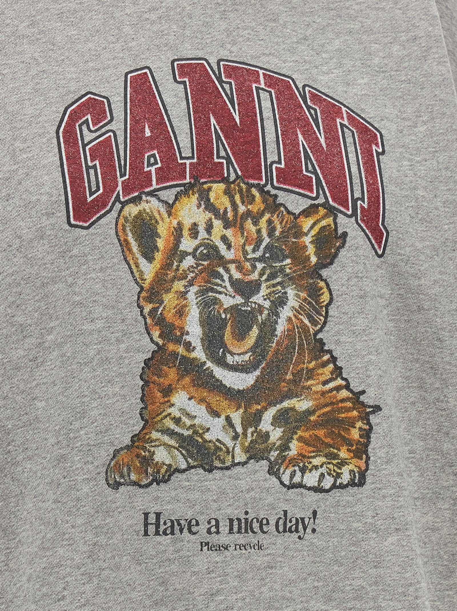 Ganni Grey Tiger Hoodie Gray