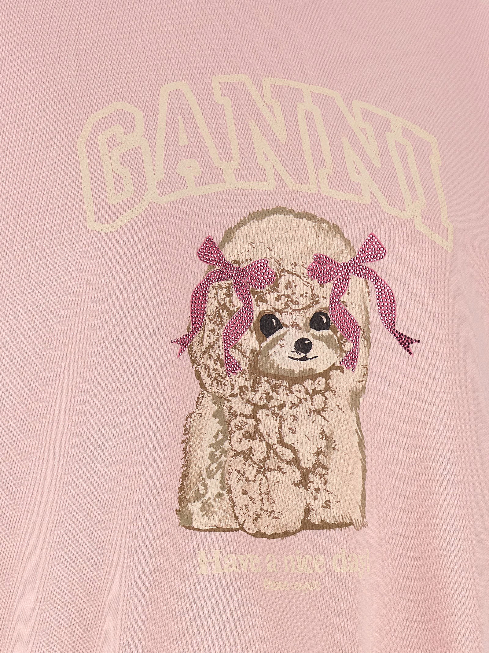 Ganni Front Print Sweatshirt Pink