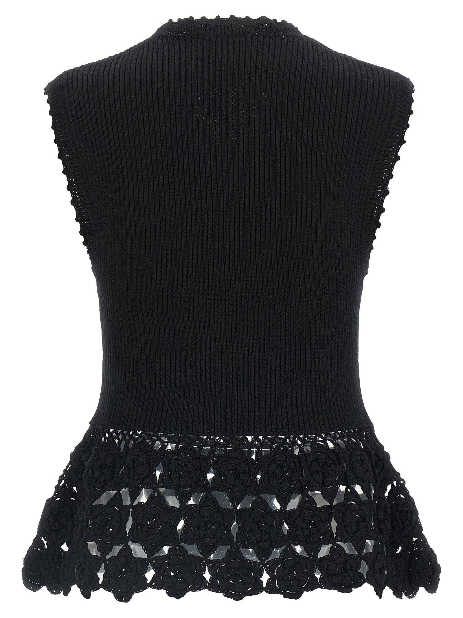 Ganni Cotton Crochet Vest Black