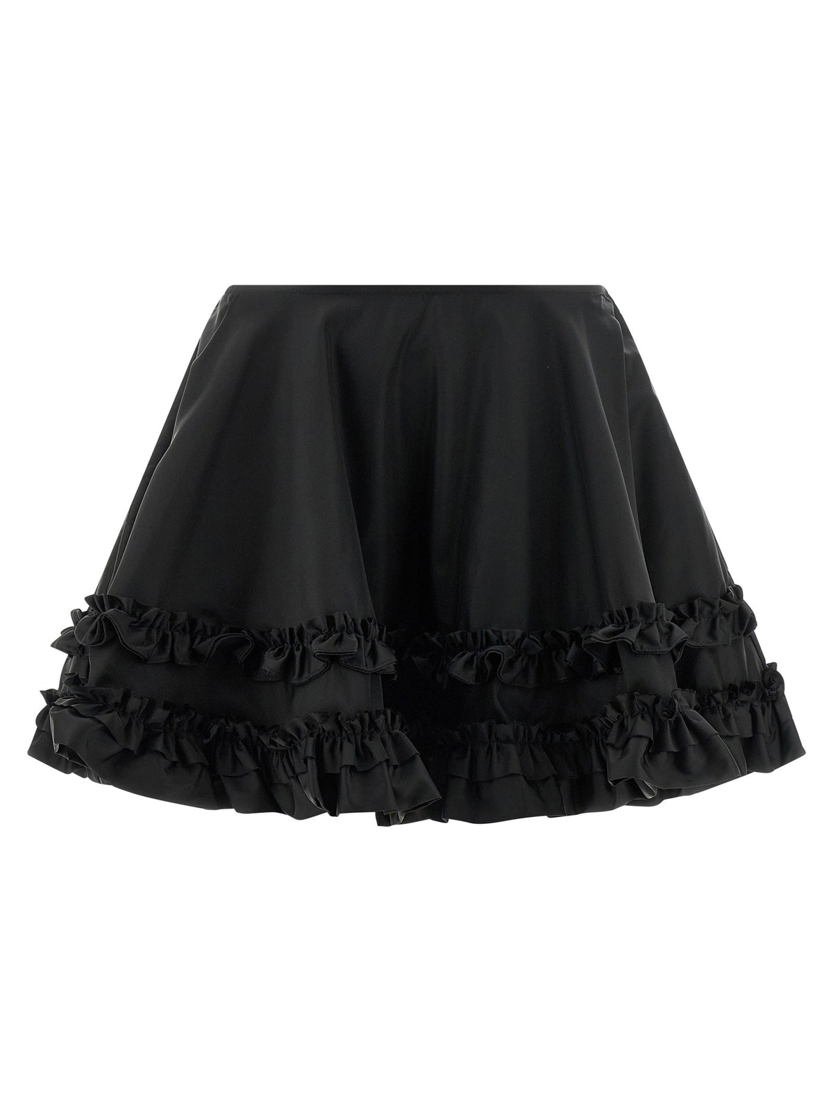 Ganni Duchesse Nylon Mini Frill Skirt Black