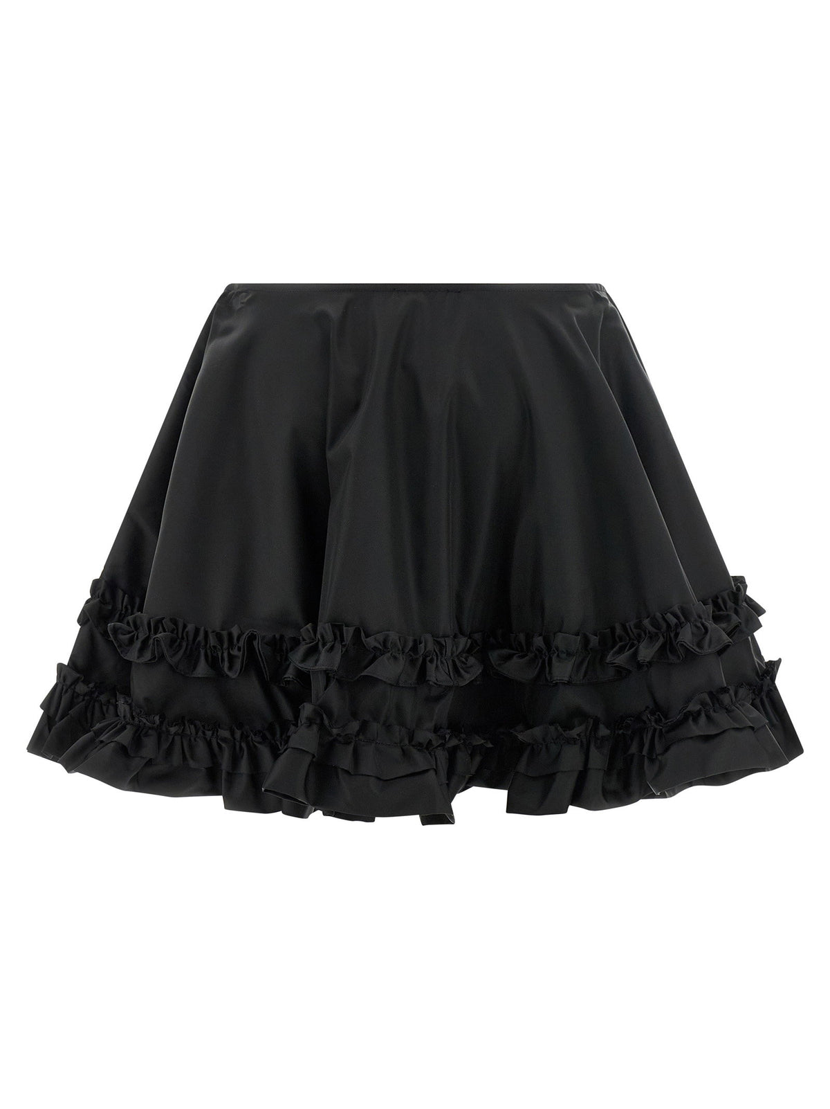 Ganni Duchesse Nylon Mini Frill Skirt Black
