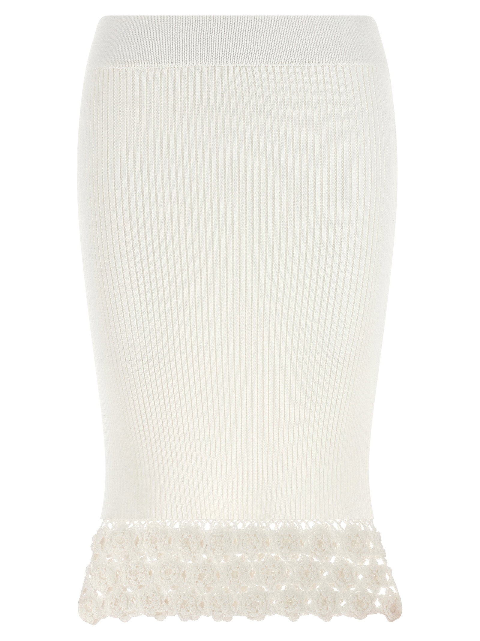 Ganni Cotton Crochet Skirt White