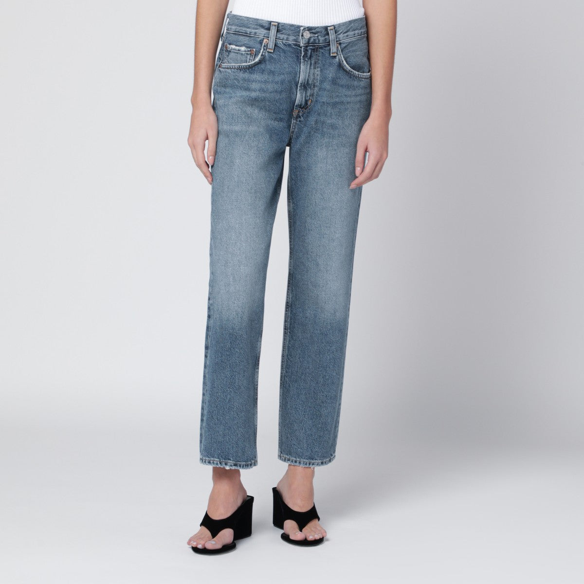 Agolde Valen Straight-Leg Regenerated Denim Jeans Blue
