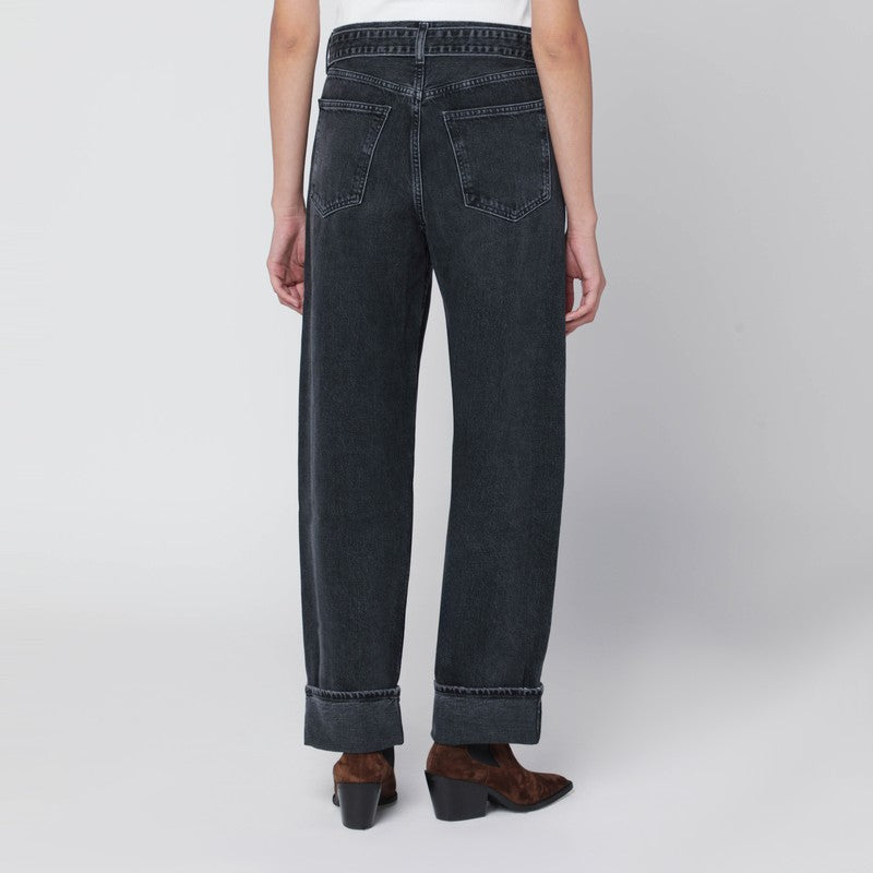 Agolde Jeans Cuffer Taper in Grey Washed Denim Black