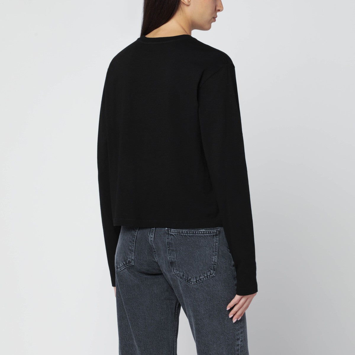 Agolde Black Organic Cotton Long Sleeve Top Black