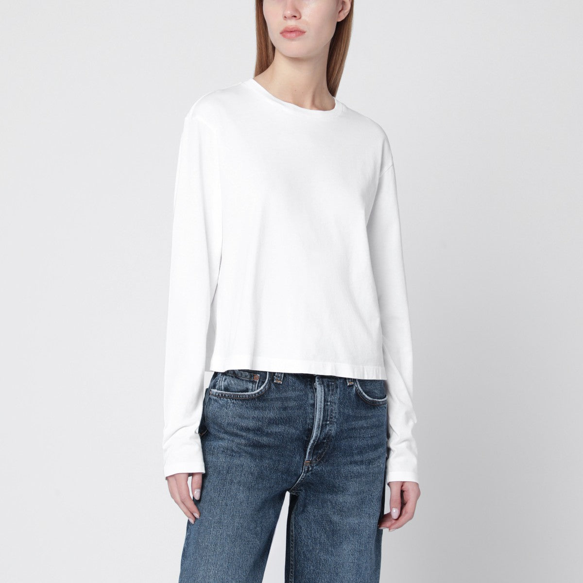 Agolde White Organic Cotton Long Sleeve Top White