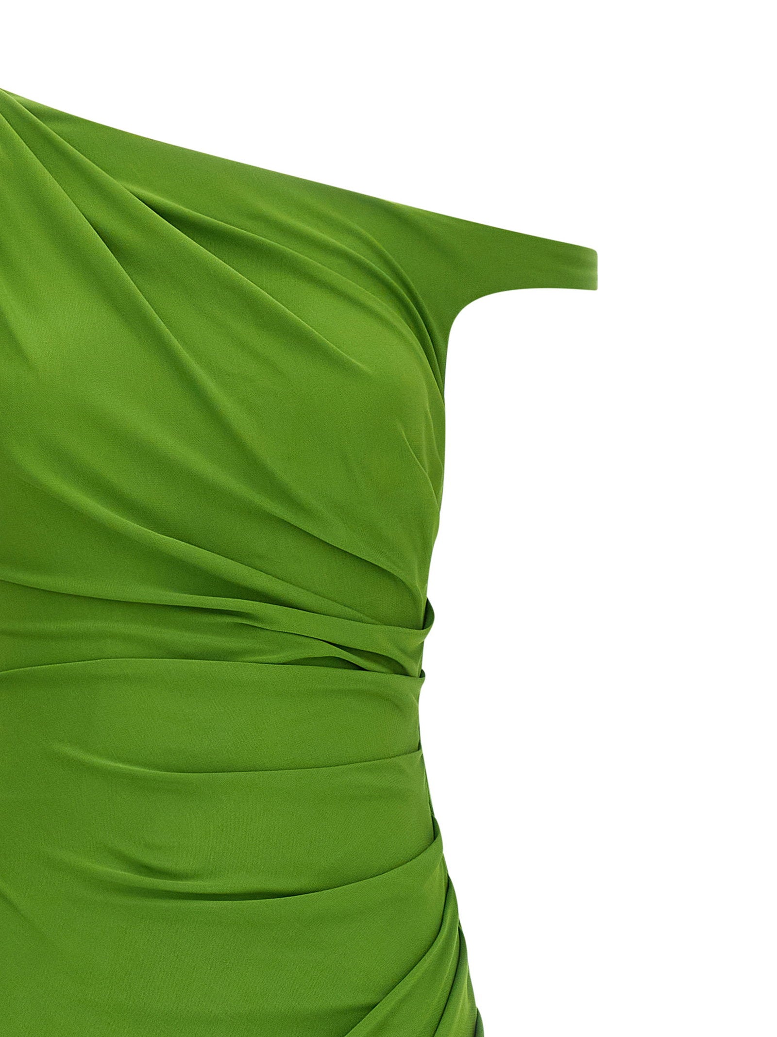 Elisabetta Franchi Jewel Shoulder Dress Green
