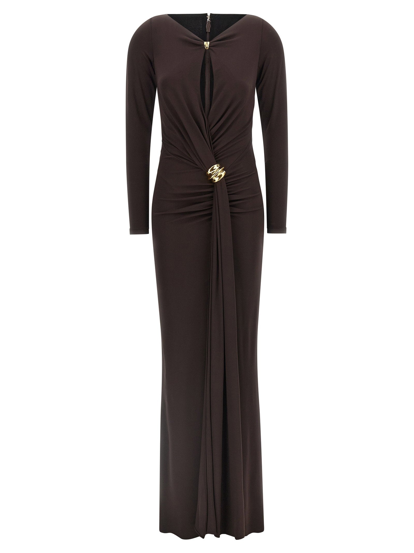 Elisabetta Franchi Red Carpet Dress Brown