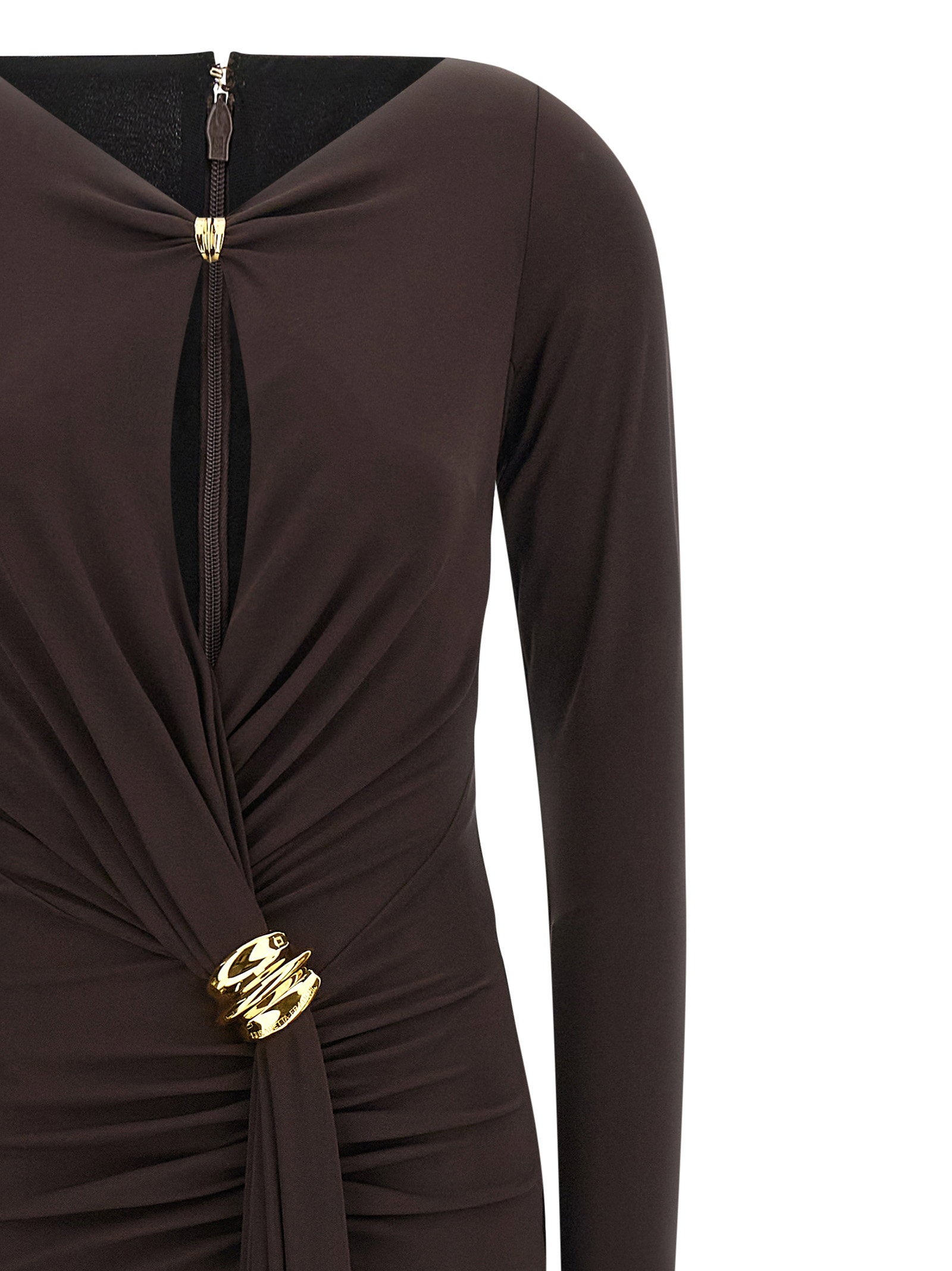 Elisabetta Franchi Red Carpet Dress Brown