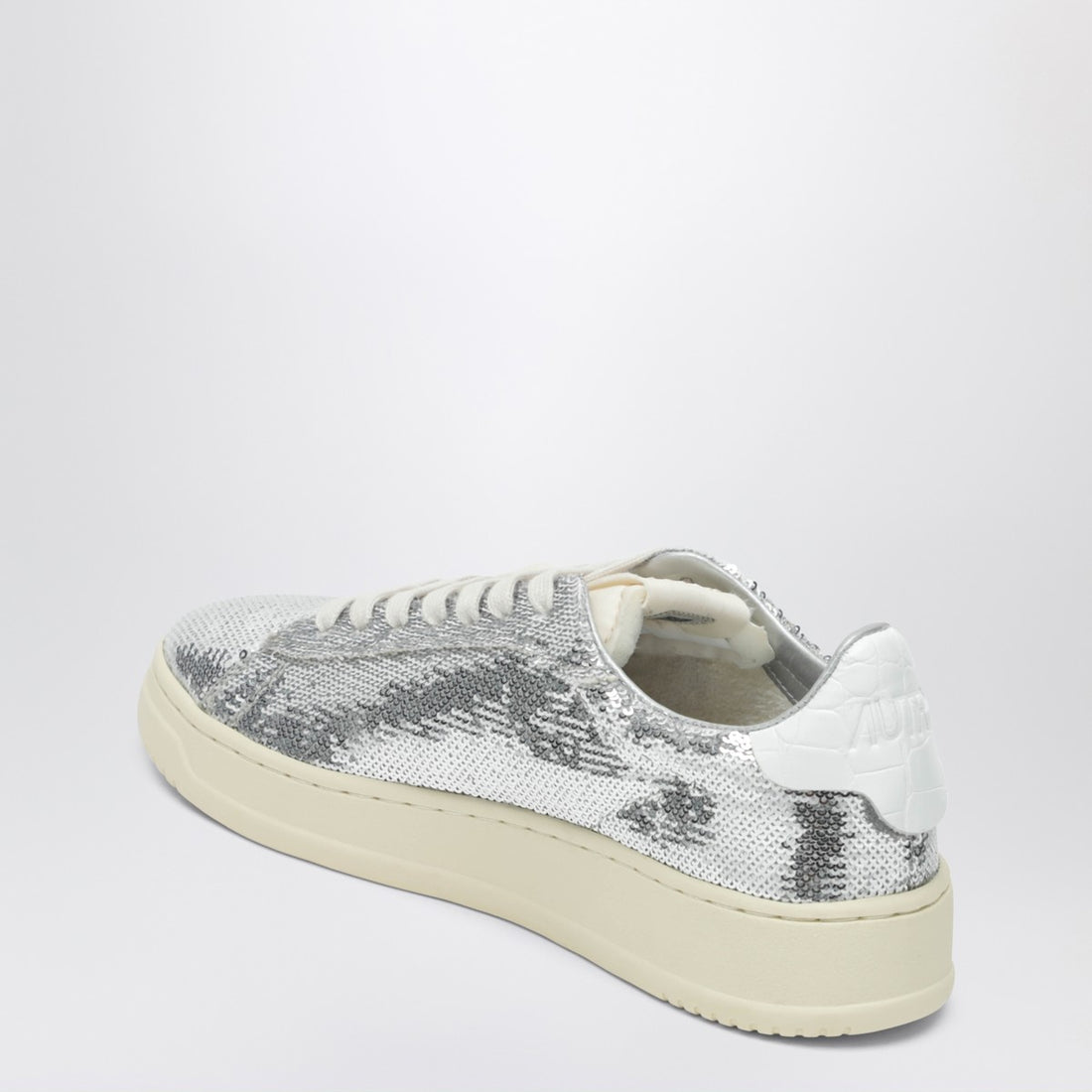 Autry Dallas Sparkling Grey & White Sequin Leather Sneakers grey