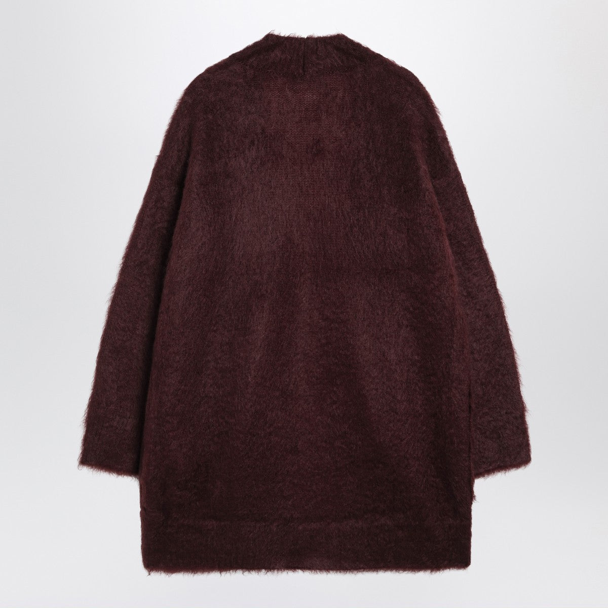 Max Mara Cherry Shaved Mohair Midi Cardigan Burgundy