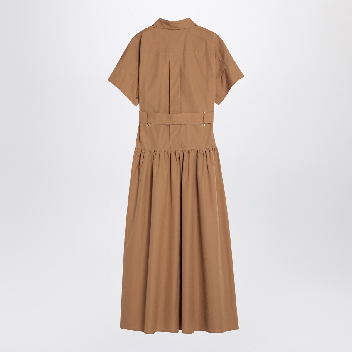 Max Mara Caramel Cotton Poplin Shirt Dress with Belt Beige