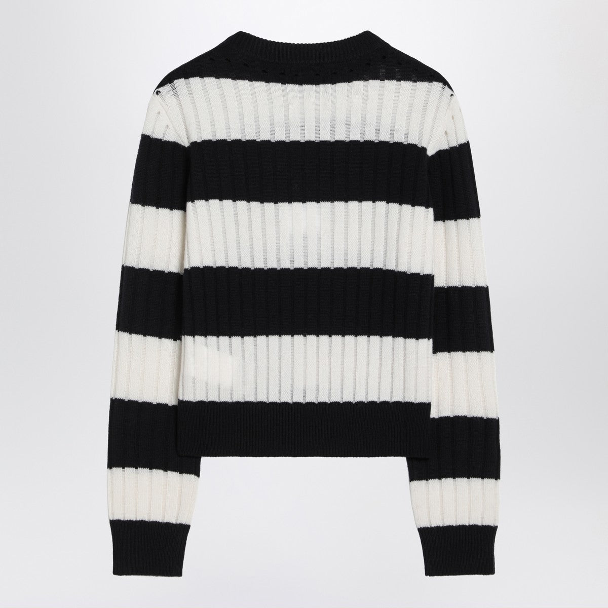 Max Mara Striped Wool and Cashmere Cropped Sweater Beige