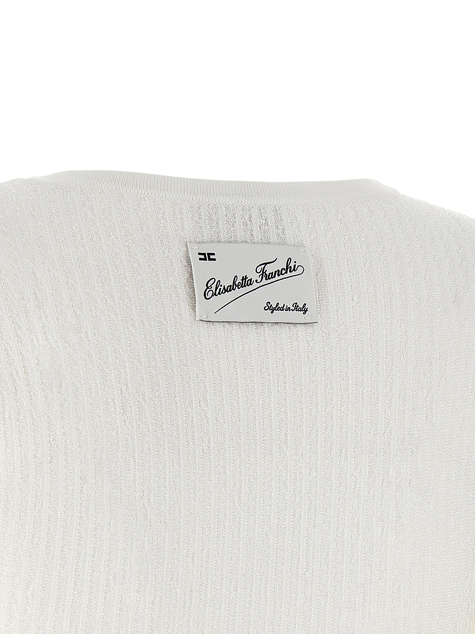 Elisabetta Franchi Knitted Pleated Dress White